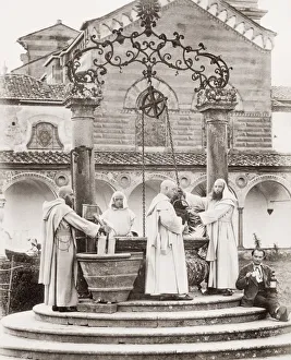 Certosa Monastery, Florence, Carthusian monks at well
