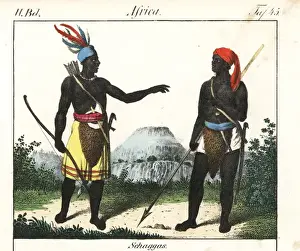 Ethnography Prints: Chagga warriors of Tanzania with weapons
