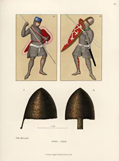 Images Dated 23rd May 2019: Chainmail suits of armour and helms, 12th century