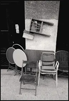 Chairs on shop front Cairo, Egypt