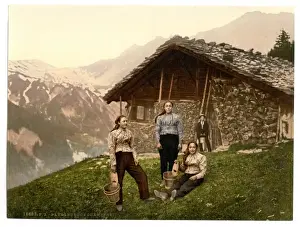 Champery, a woman of Champery, Valais, Alps of, Switzerland