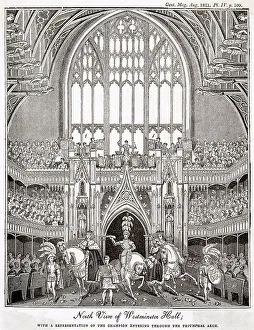Coronations Prints: Champion entering Westminster Hall, coronation 1821