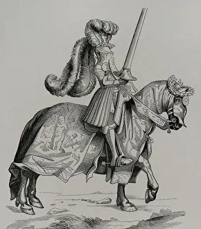 Victorious Prints: The champion of the tournament. Engraving by Burgmayer
