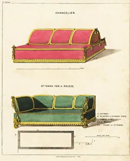 Piping Prints: Chancelier and ottoman for a recess, Regency style