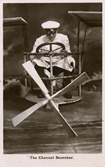Cross Channel Prints: The Channel Scorcher - Fantasy Card showing an Aviator