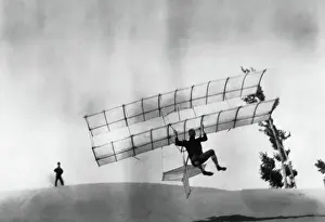 Biplane Prints: Chanute Type Biplane Glider Hang-Glider of 1898 Flying