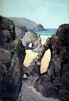 Chapel and Arch Rocks, Perranporth, Cornwall