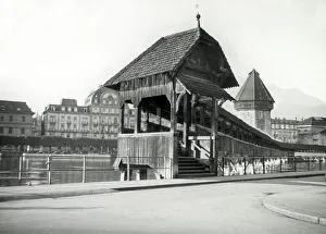 Lucerne Prints: Chapel Bridge, Kapellbrucke, Lucerne, Switzerland
