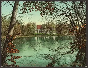 Vassar Prints: The chapel from across the lake, Vassar College