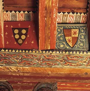 Chapel of Saint Roman. Paneled wooden ceiling. Detail. Spain