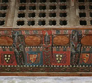 Chapel of Saint Roman. Paneled wooden ceiling. Detail. Spain