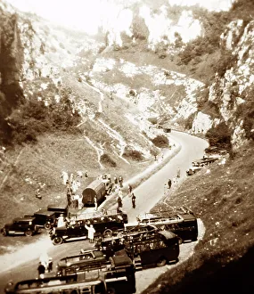 Charabanc trips through Cheddar Gorge, early 1900s