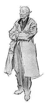 Sadness Prints: Character study by Phil May of an old man in a raincoat