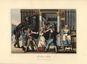 Victorauver Prints: Charcoal porters brawling at a cabaret bar, Paris