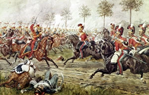 Watercolour Gallery: Charge of the 1st Life Guards at Genape