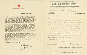 Chairman Collection: Charity letters, Buckingham Palace, London, WW1
