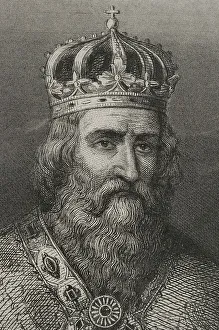 Lombards Prints: Charlemagne (742-814). Holy Roman Emperor