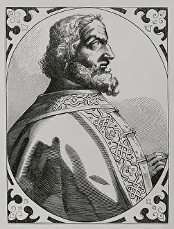 Moyen Age Prints: Charlemagne (742-814). Portrait. Facsimile of