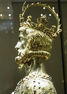 Goldsmith Gallery: Charlemagne (742-814). Reliquary bust. Aachen Treasury Cathe