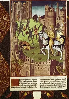 Santiago Prints: Charlemagne fighting against the Saracens to