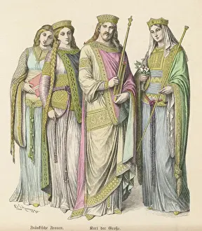 Courtier Prints: Charlemagne, King and Emperor, with Queen Hildegarde