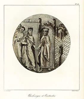 Bossange Prints: Charlemagne, King of the Franks, with Constantine, Byzantine Emp