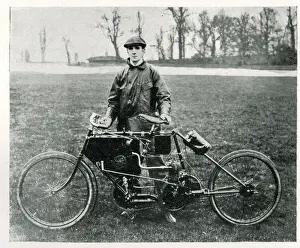 Motorised Prints: Charles Jarrott with early racing motor bicycle