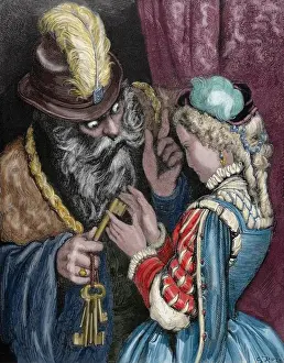Charles Perrault (1628-1703). French writer. Bluebeard. Engr
