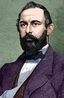 Charles XV of Sweden (1826-1872). Colored engraving