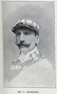 Charley Thompson, jockey, sporting studio portrait in silks