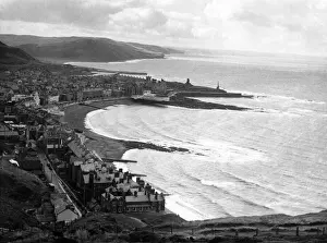 Aberystwyth Prints: The charming bay at Aberystwyth, Cardiganshire, Wales