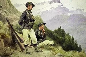 Acad X9b69 Ques Gallery: Two Chasseurs of 27e Battalion de Chassuers Alpins resting