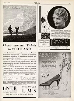 Adverts Gallery: Cheap summer tickets to Scotland, 1933