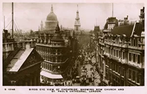 Cheapside - with Bow Church and St Pauls, London