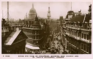 Assurance Prints: Cheapside - with Bow Church and St Pauls, London