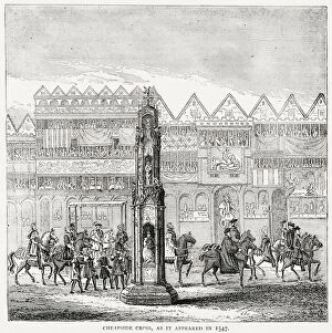 Images Dated 8th April 2021: Cheapside Cross as it appeared in 1547, depicted here on the occasion of the Coronation