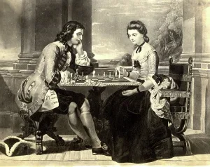 Recreation of the painting The Chess Game, by Sofonisba