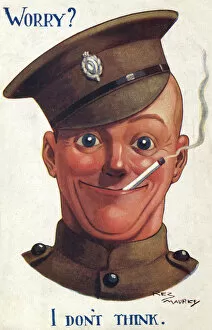 Confidence Gallery: Cheerful British soldier on a postcard, WW1