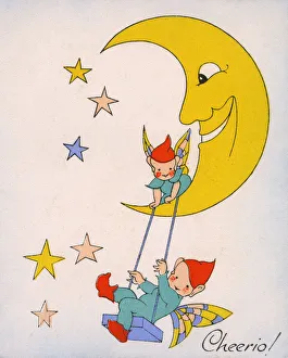 Cheerio - Moon and pixies greetings card Cheerio - Moon and pixies greetings card