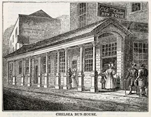 The Chelsea Bun House in 1839, originator of the Chelsea bun