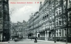 Flats Prints: Chelsea Embankment Gardens, London - fancy apartments