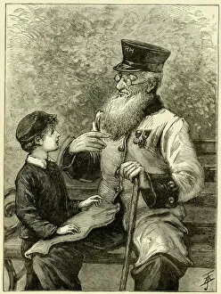 Chelsea Collection: Chelsea Pensioner and young boy