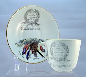 Images Dated 10th January 2013: Chelson China cup and saucer - Britannia and Allied flags