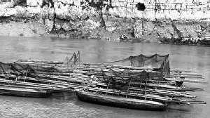 Chepstow Prints: Chepstow salmon fishing boats Victorian period
