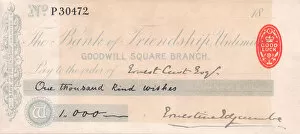 Cheque from the Bank of Friendship Unlimited
