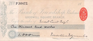 Handwriting Gallery: Cheque from the Bank of Friendship Unlimited