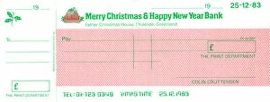 Cheque from the Merry Christmas & Happy New Year Bank