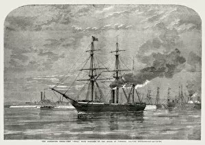1858 Collection: The Cherbourg Fetes, the Pera leaving Southampton