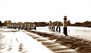 Chertsey Weir River Thames Victorian period