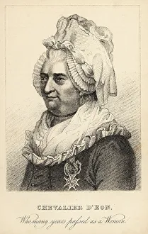 Fichu Prints: Chevalier d'Eon, passed as a woman, 1728-1810